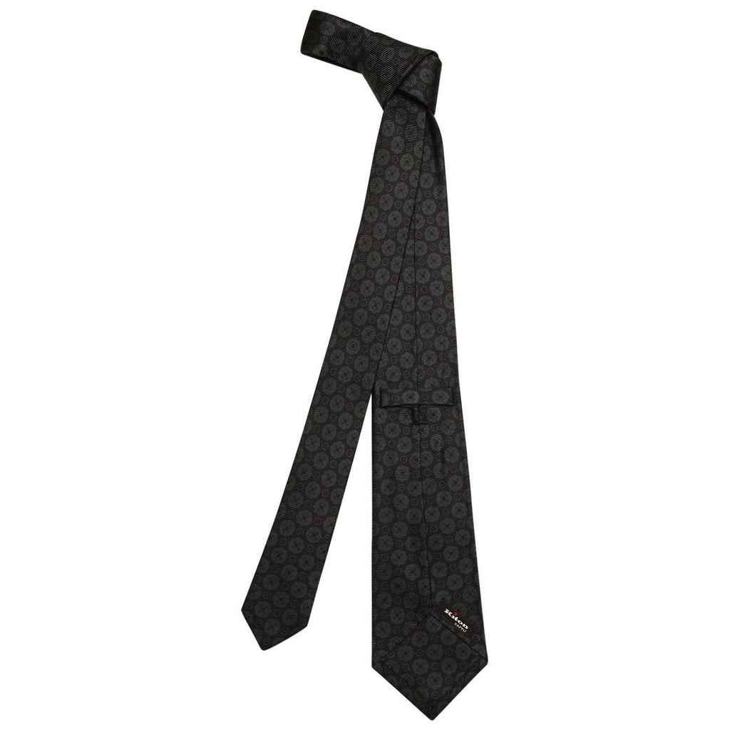 KITON Green Black Silk Tie