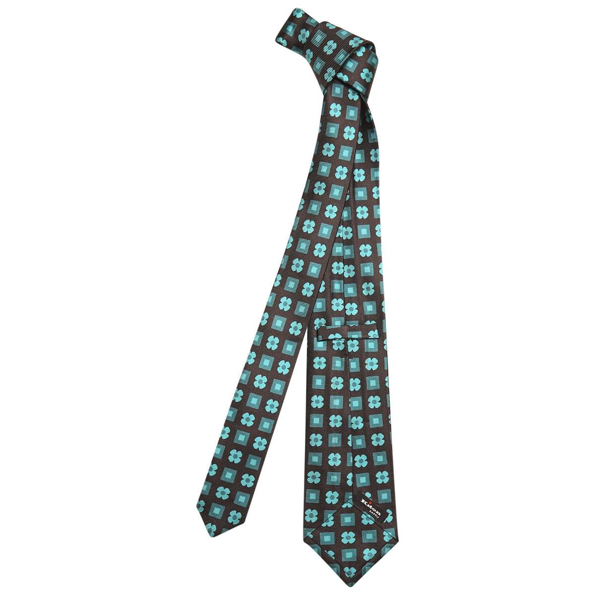 KITON Green Black Silk Tie