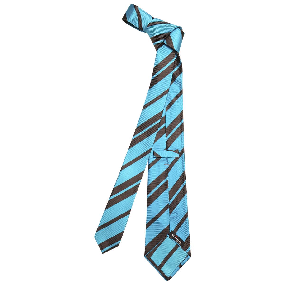 KITON Blue Black Silk Tie