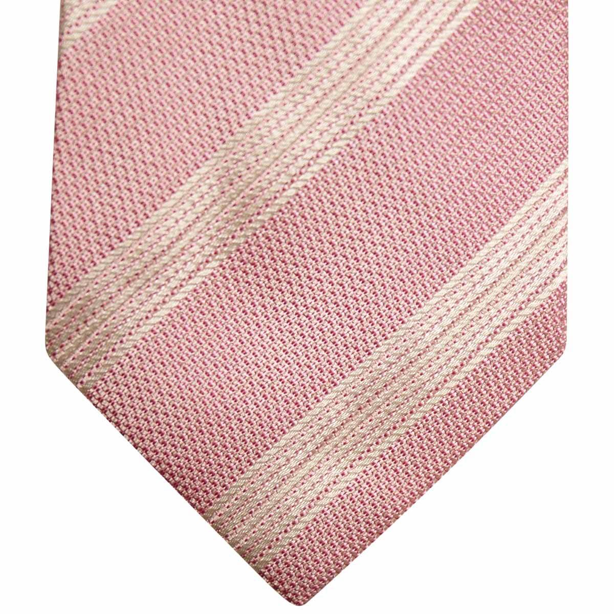 Kiton KITON Pink White Silk Tie Pink/White 001