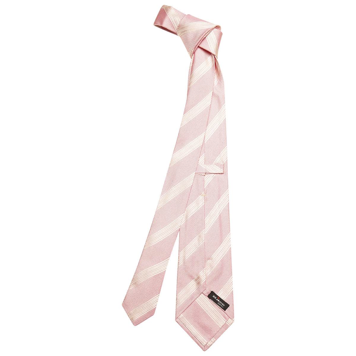 KITON Pink White Silk Tie