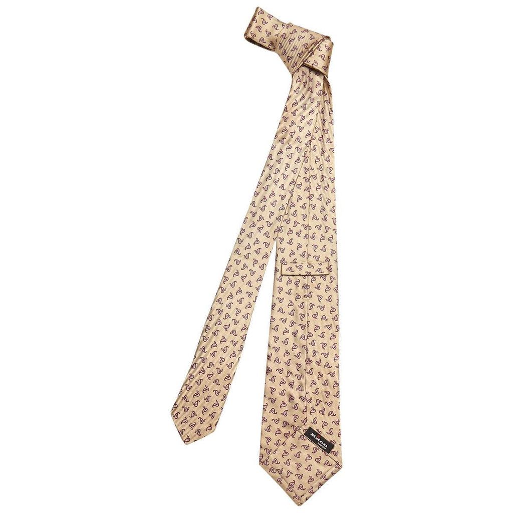 KITON Beige Purple Silk Tie