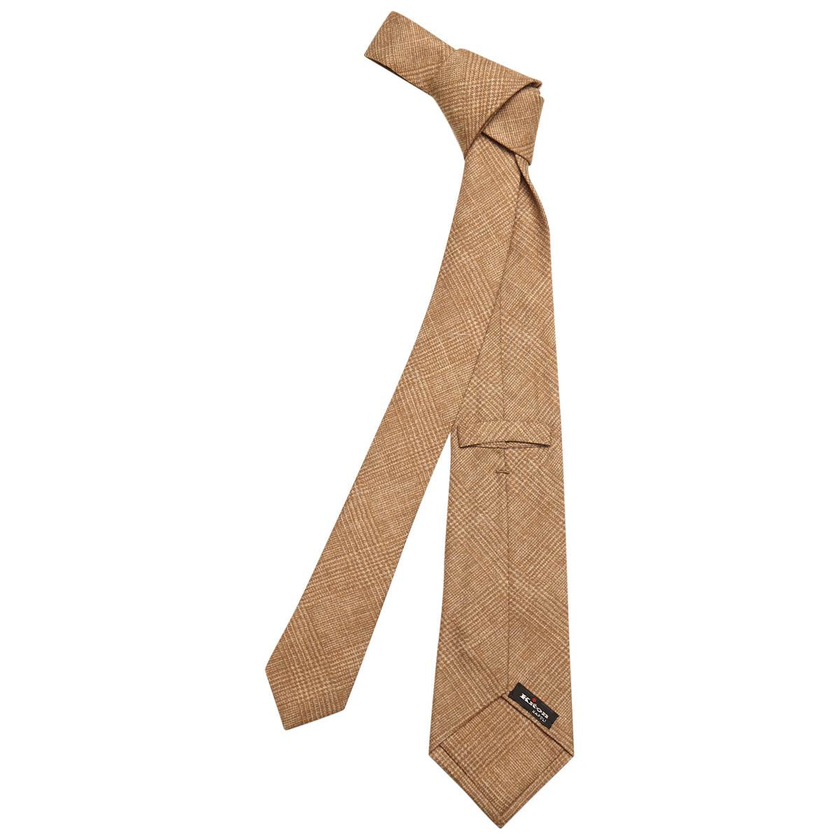 KITON Brown White Wool Tie