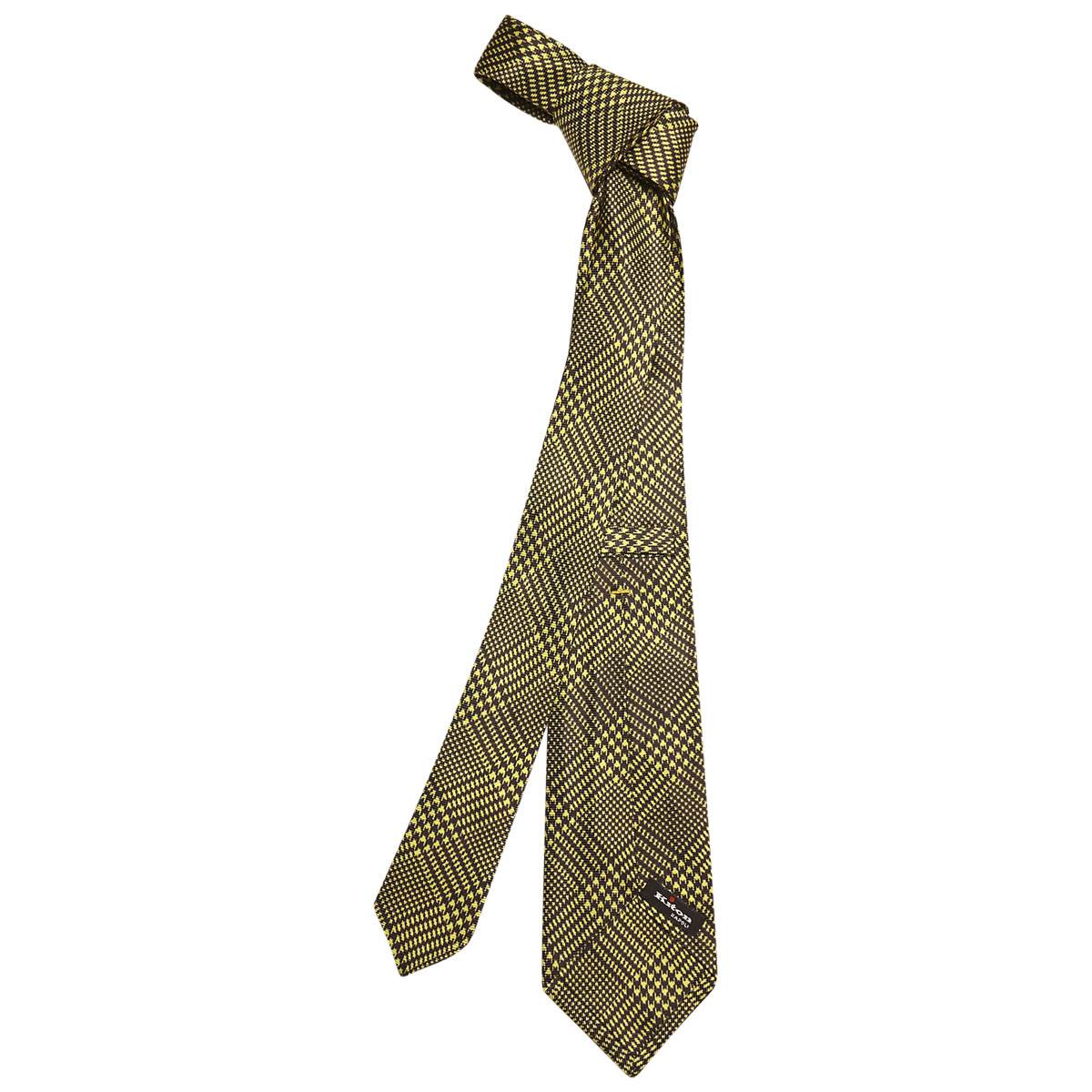KITON Green Black Silk Tie