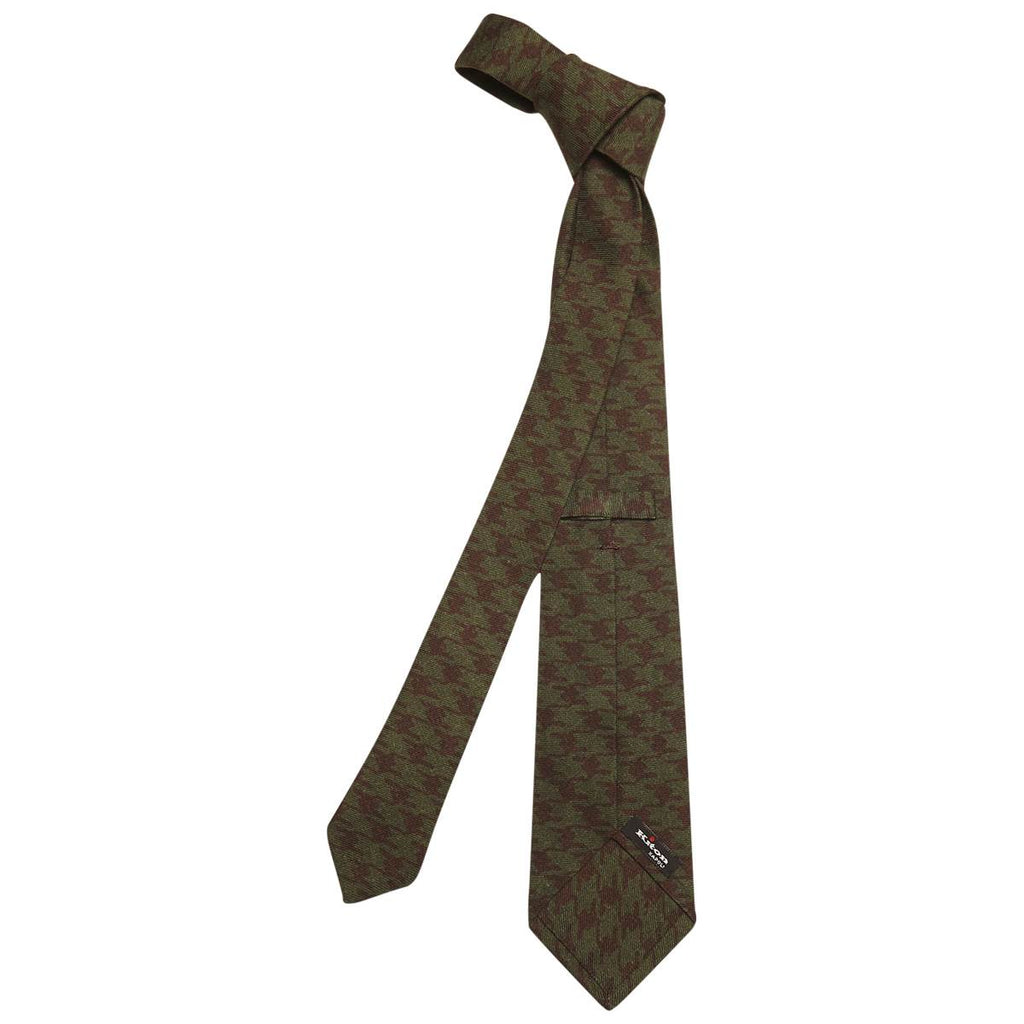 KITON Green Black Wool Tie