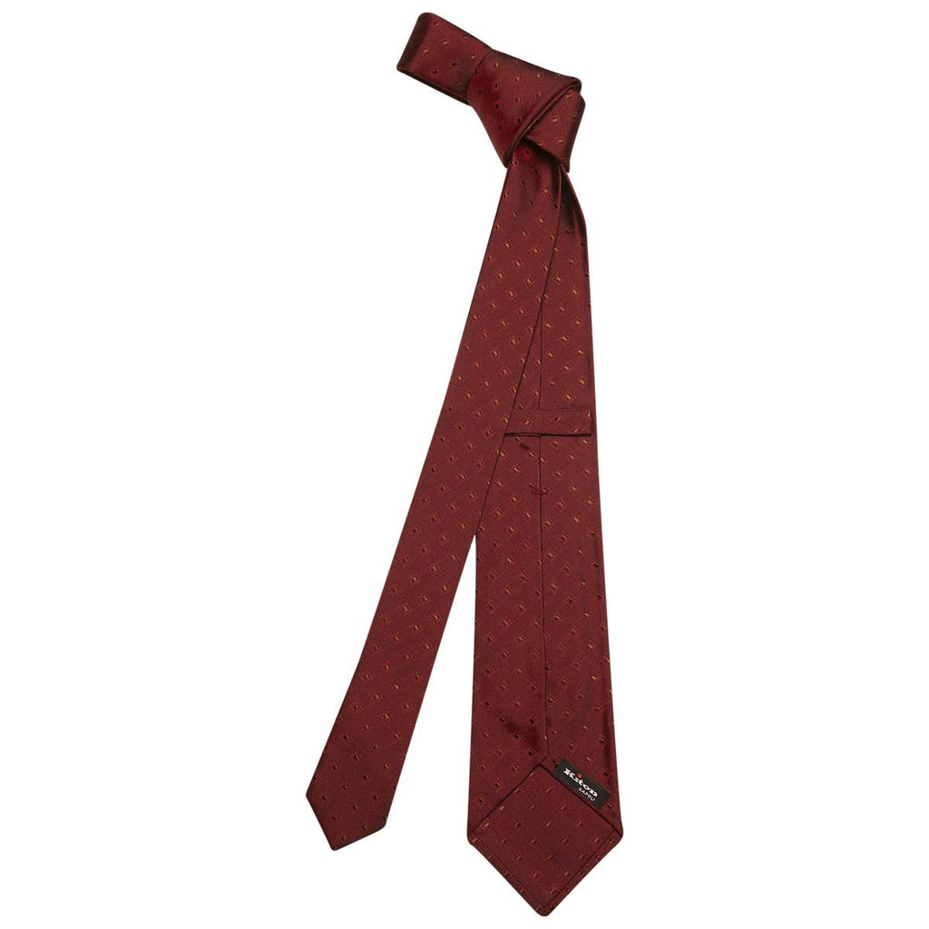 KITON Brown Red Silk Tie