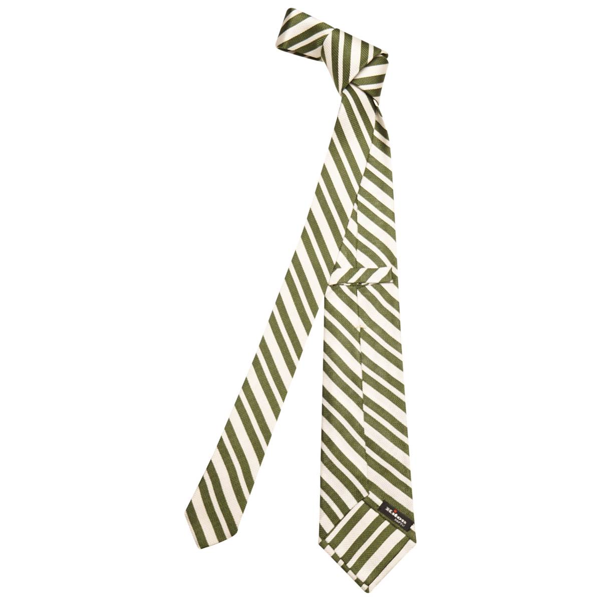 KITON Green White Silk Tie