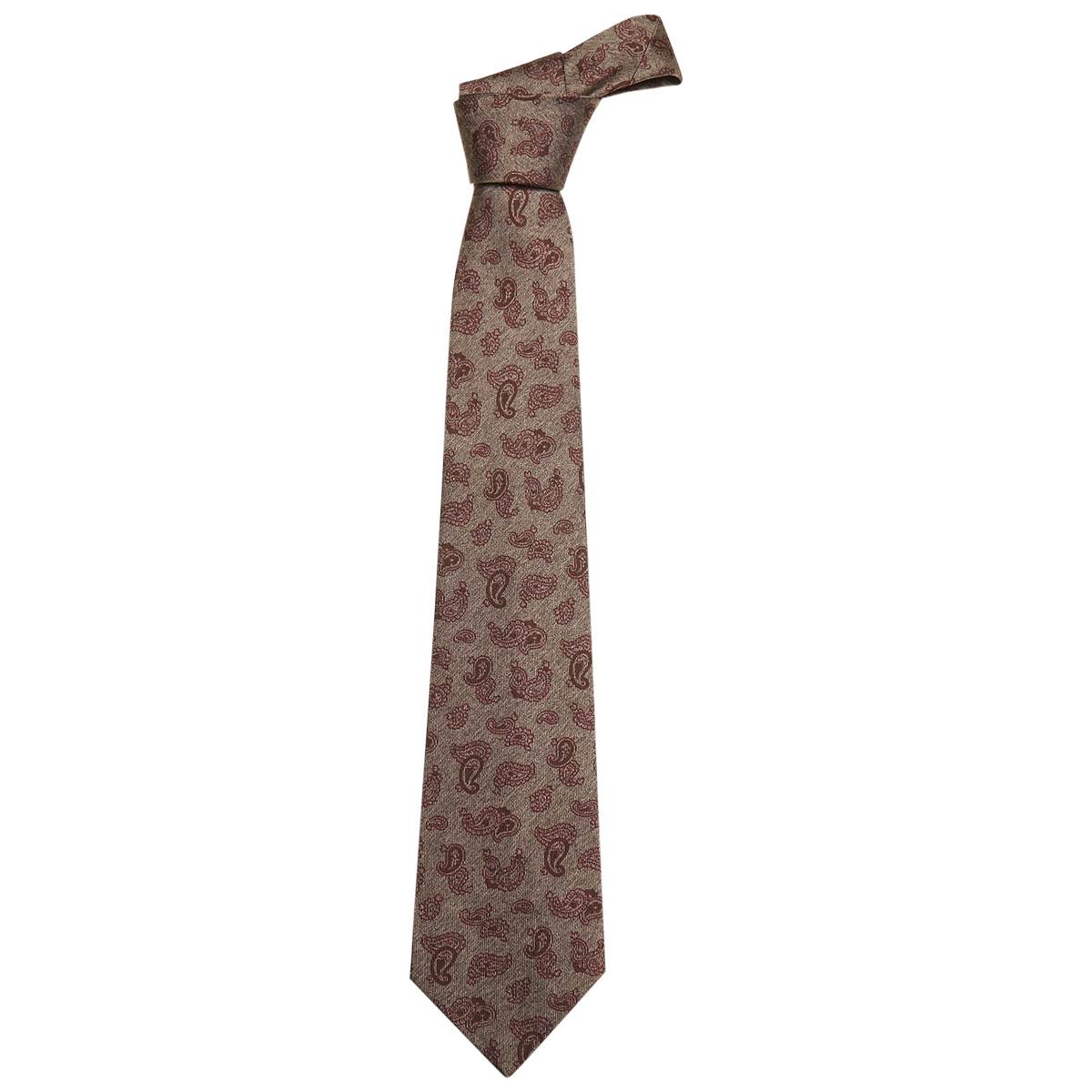 Kiton KITON Burgundy Gray Silk Tie Burgundy/Gray 000