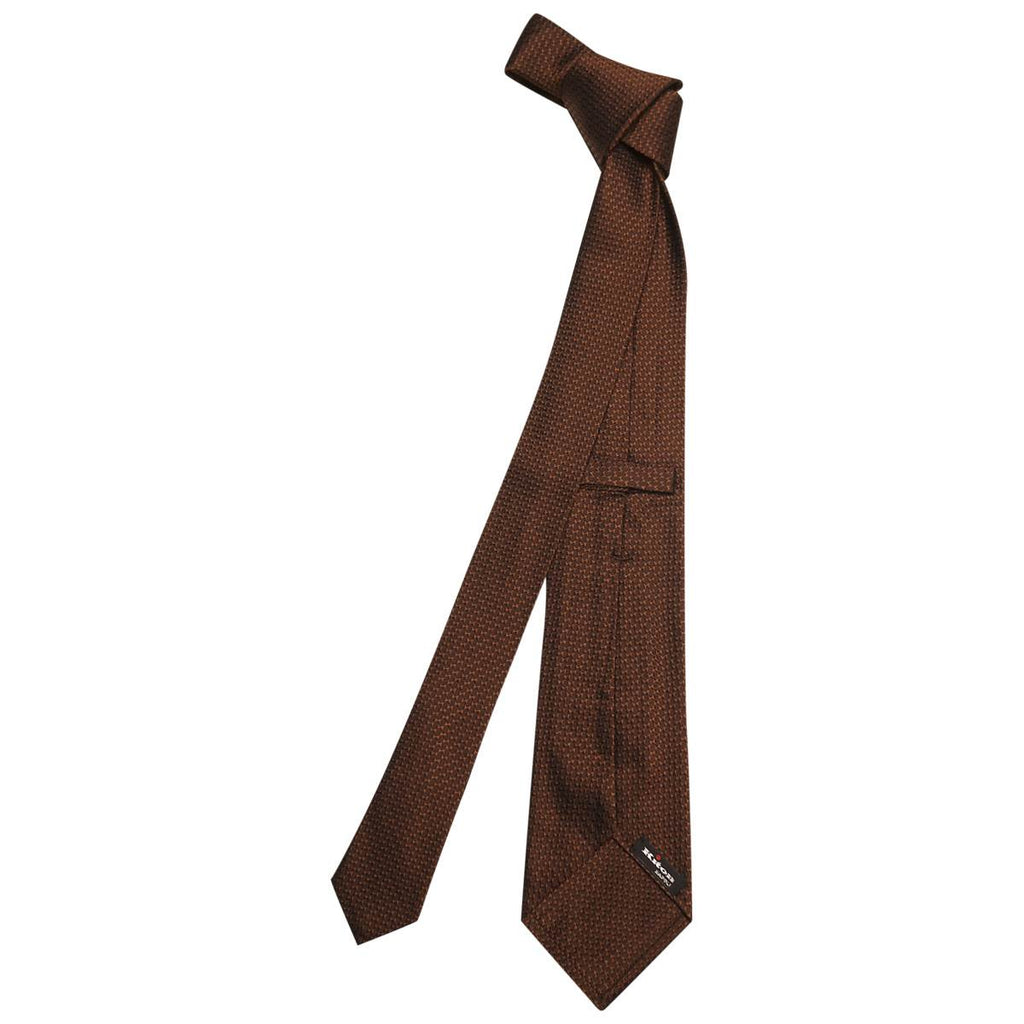 KITON Brown Black Silk Tie