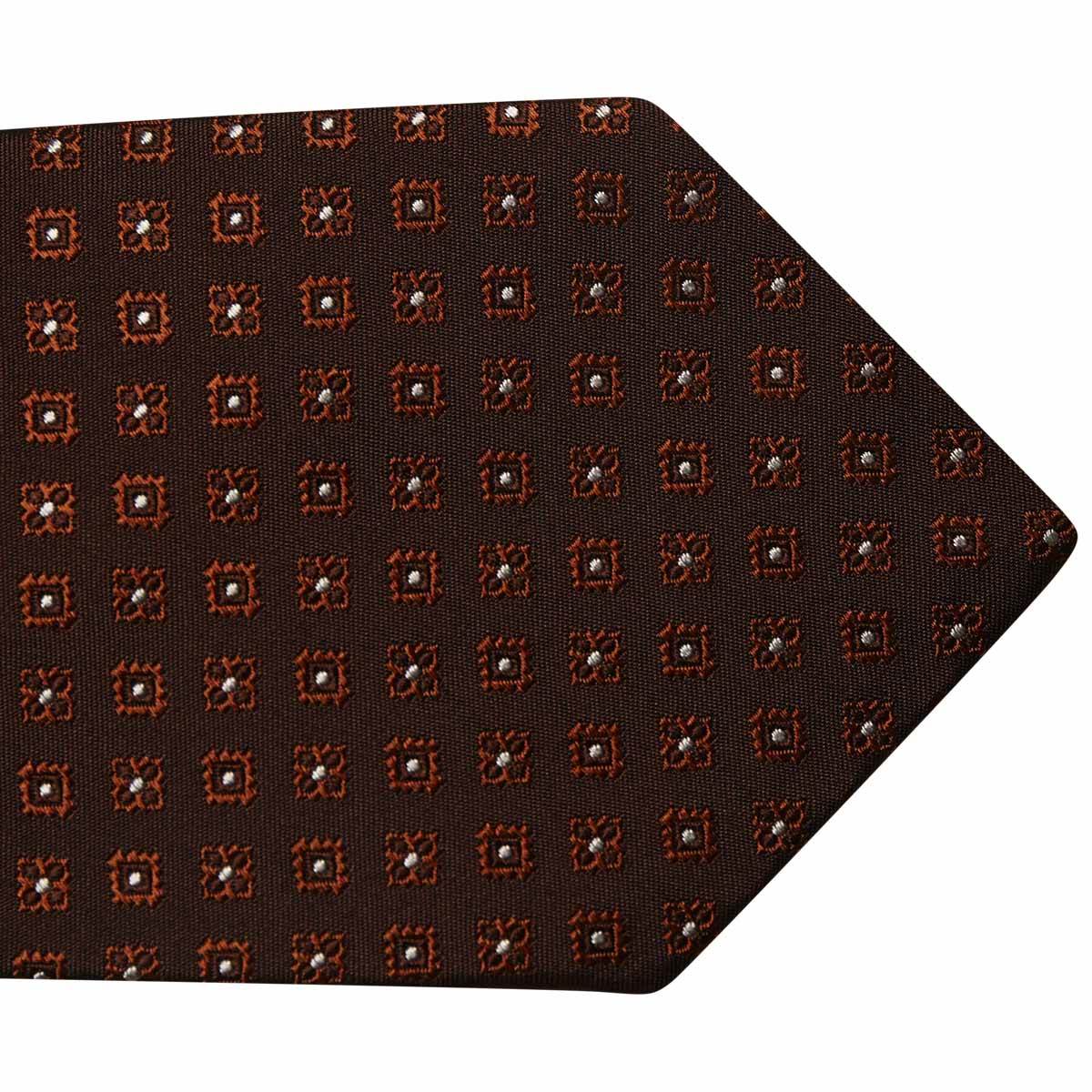 Kiton KITON Brown White Silk Tie Brown/White 001
