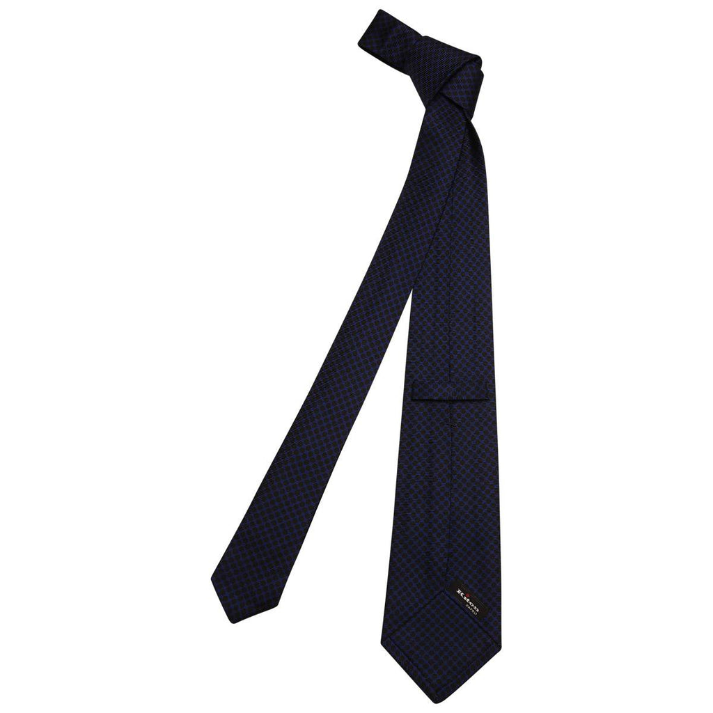 KITON Black Blue Silk Tie