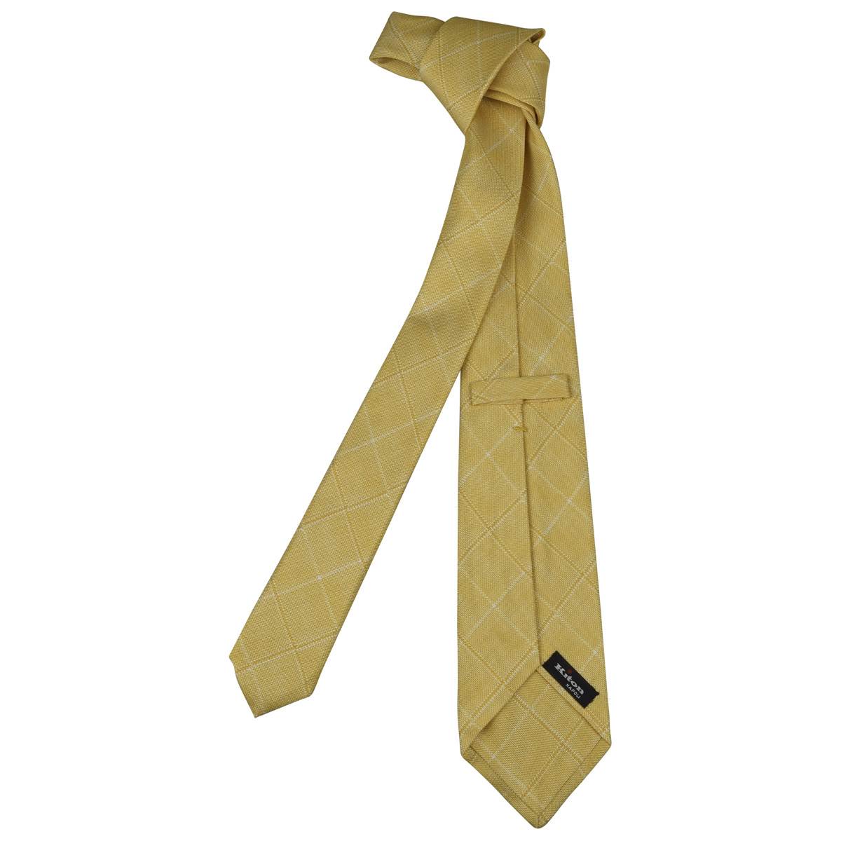 KITON Yellow White Silk Tie