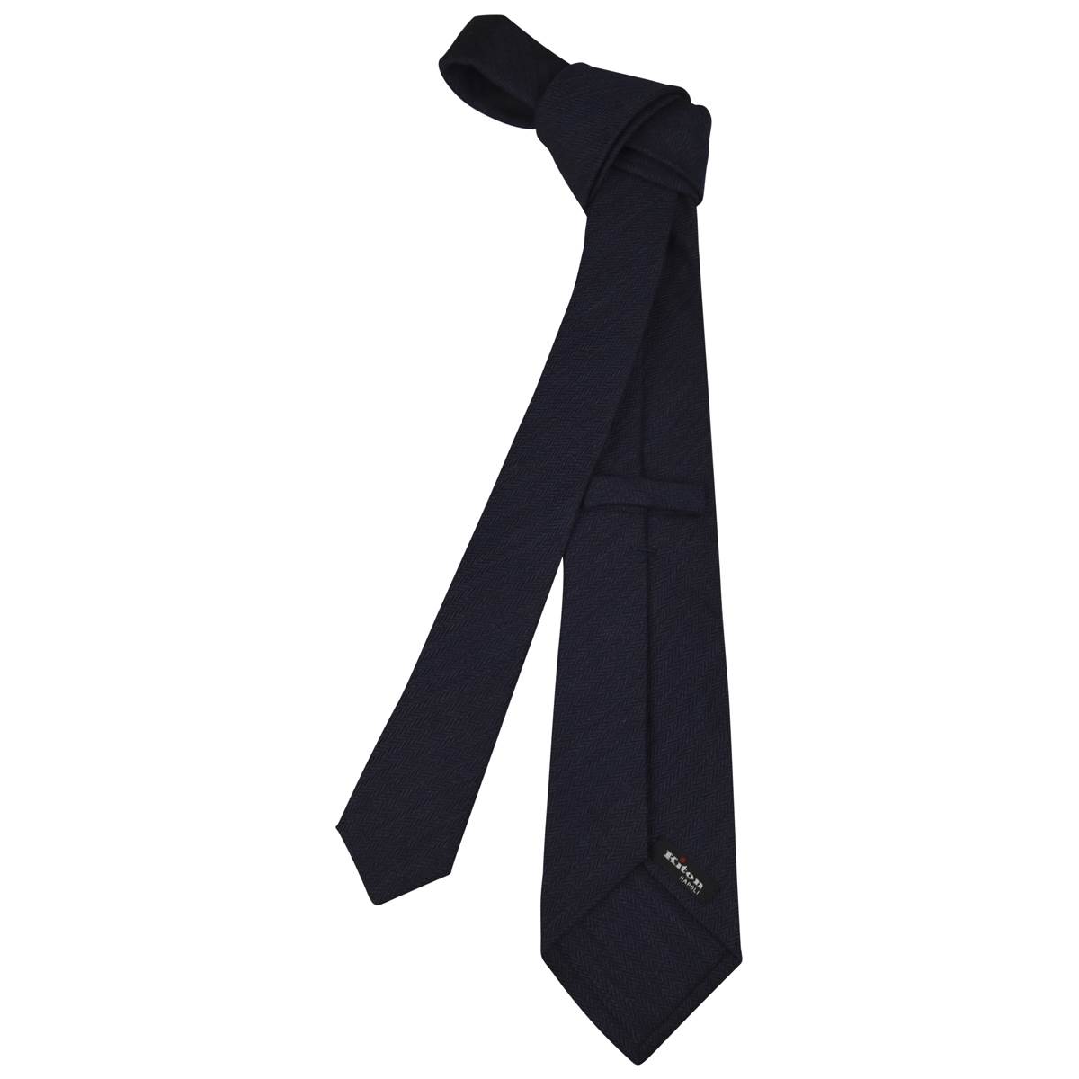 KITON Blue Black Wool Silk Tie