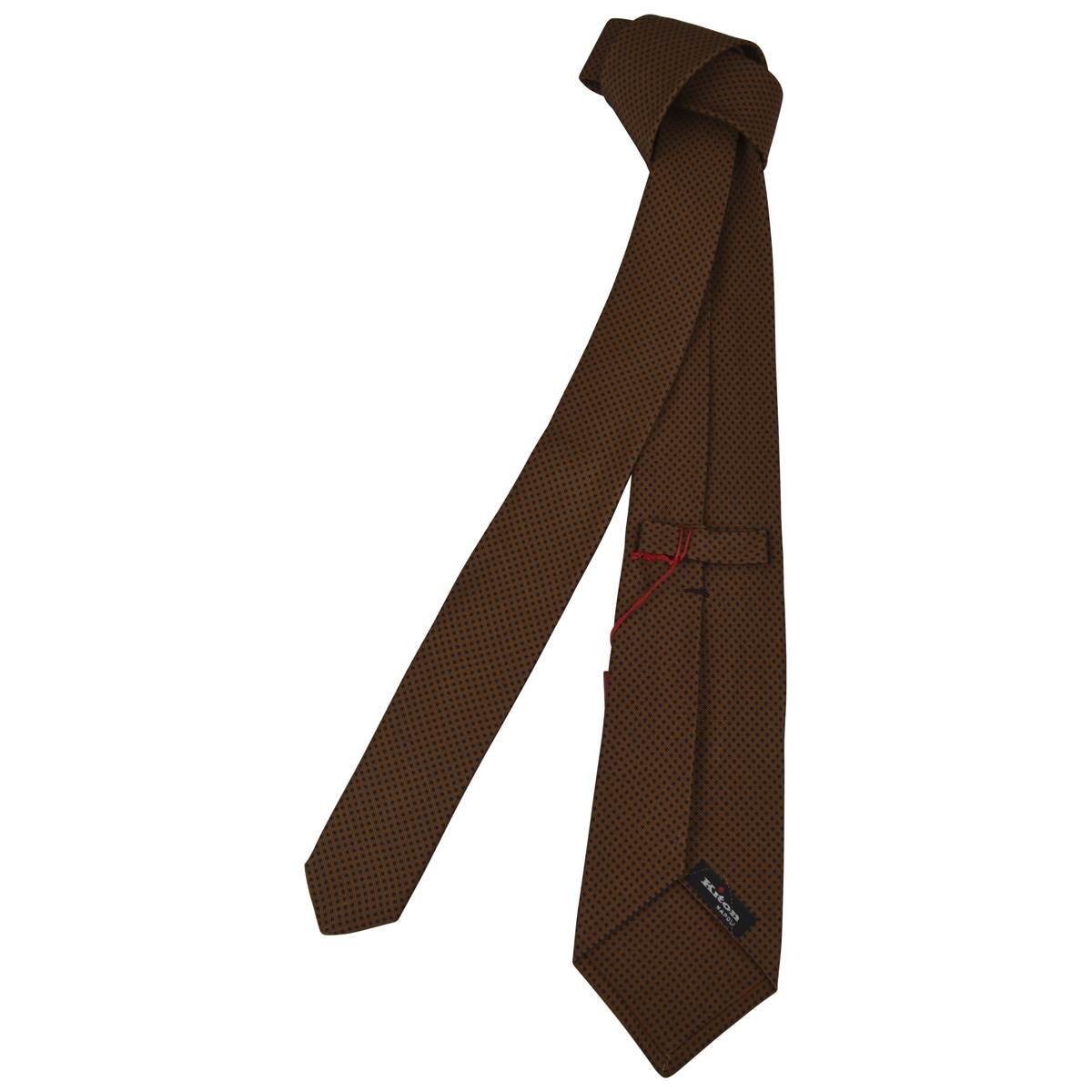 KITON Brown Blue Silk Tie