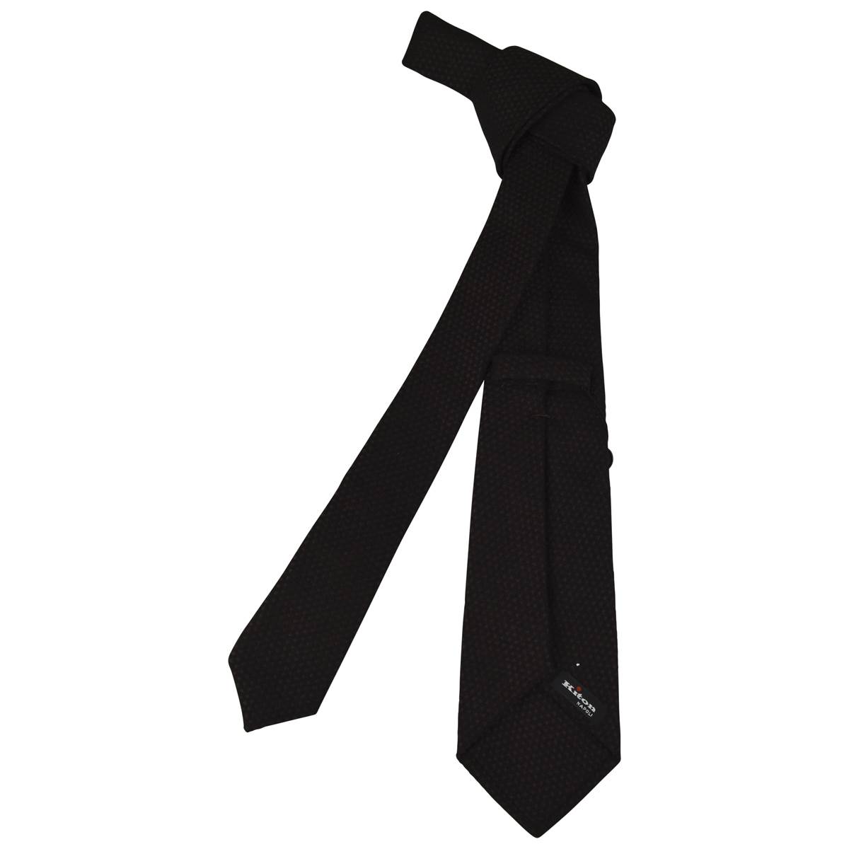 KITON Brown Black Wool Cashmere Tie