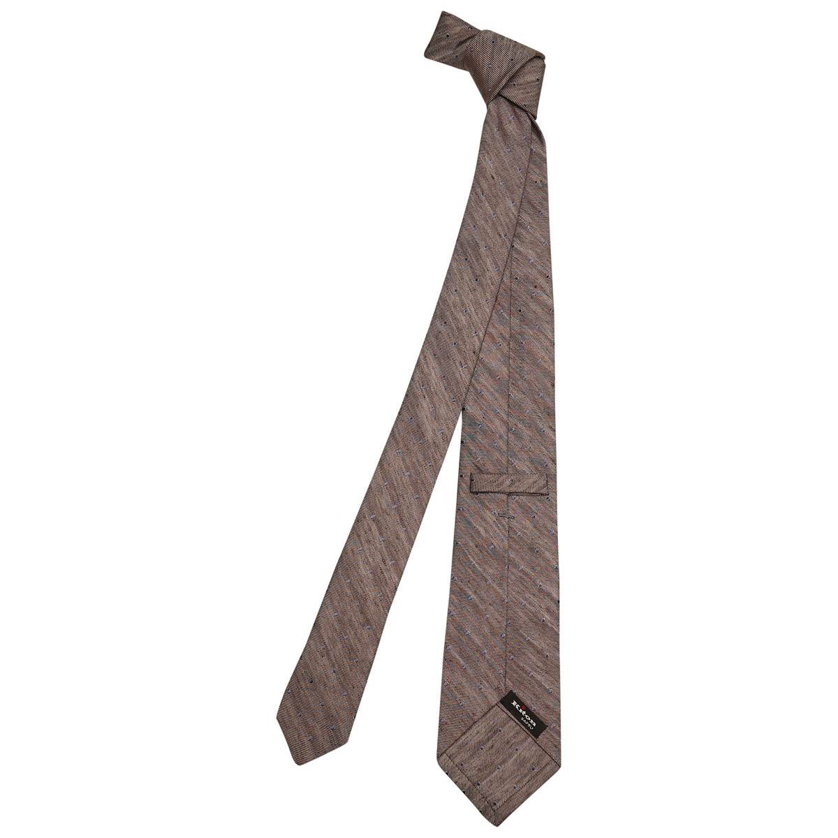 KITON Blue Beige Linen Silk Tie