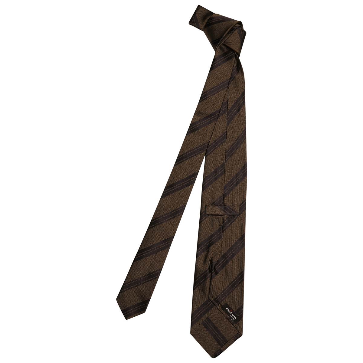 KITON Gold Black Silk Tie