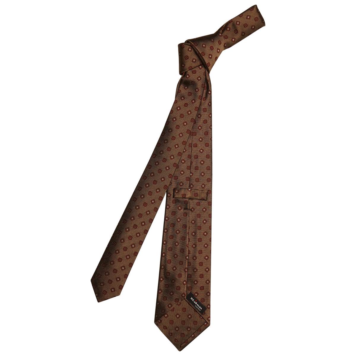 KITON Gold Red Silk Tie