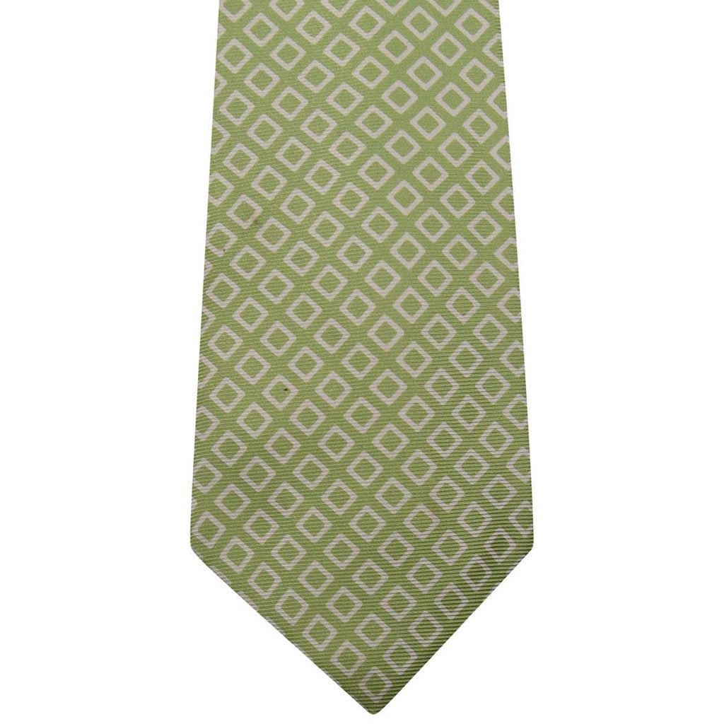 Kiton KITON Green White Silk Tie Green/White 001