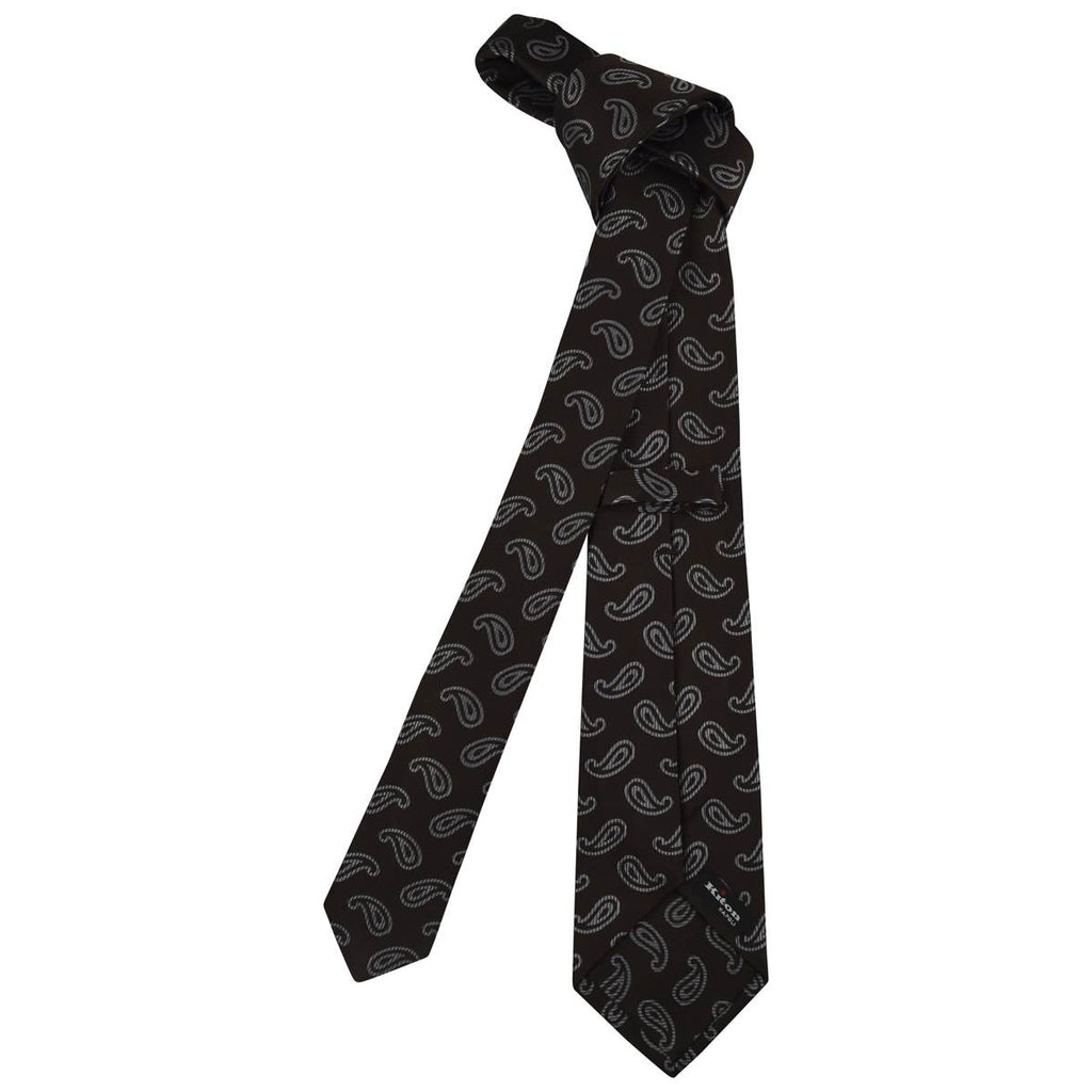KITON Silver Brown Silk Tie