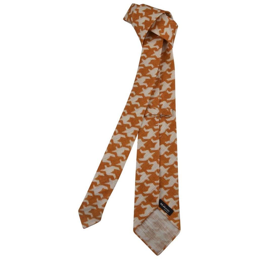 KITON Orange White Linen Tie