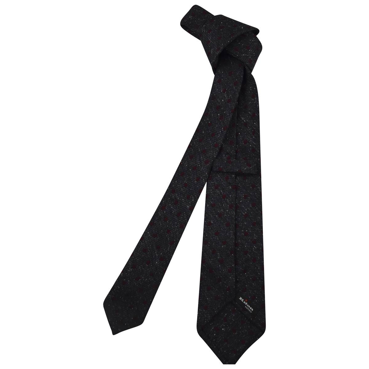 KITON Gray Burgundy Silk Wool Tie