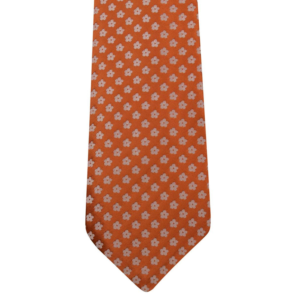 Kiton KITON Orange White Silk Tie Orange/White 001
