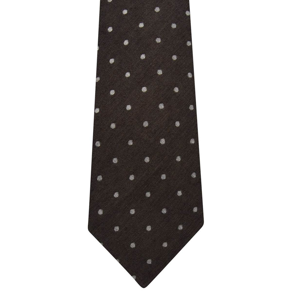 Kiton KITON Brown White Wool Silk Tie Brown/White 001