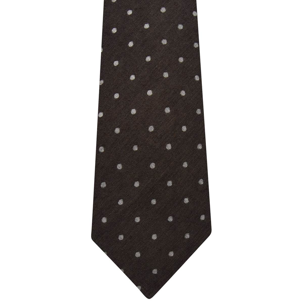 Kiton KITON Brown White Wool Silk Tie Brown/White 001