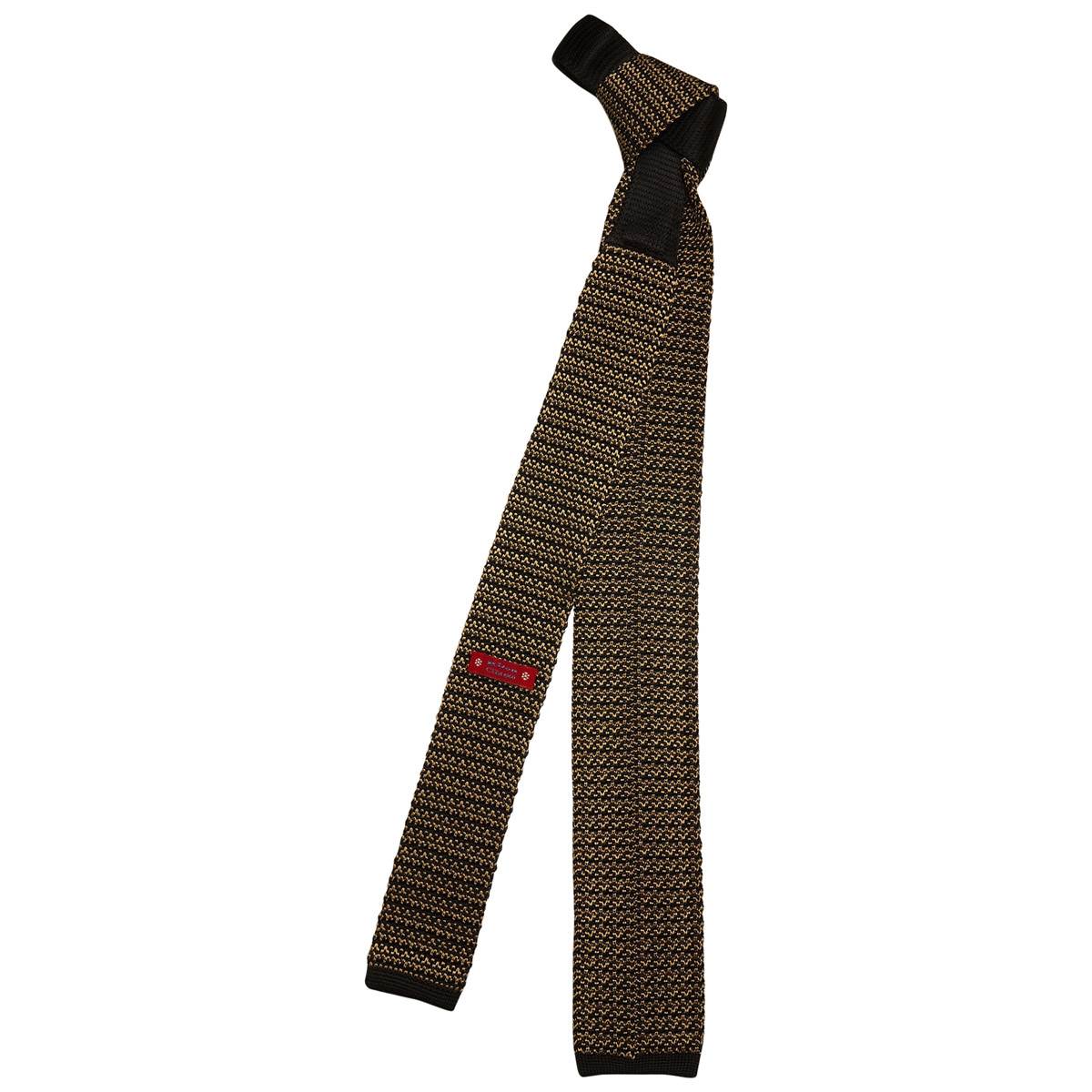 KITON Yellow Black Silk Tie