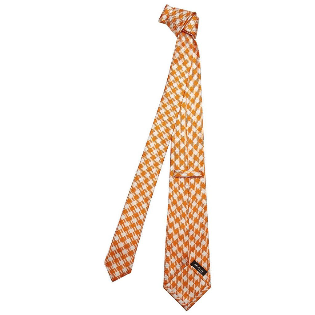 KITON Orange/White Silk Tie