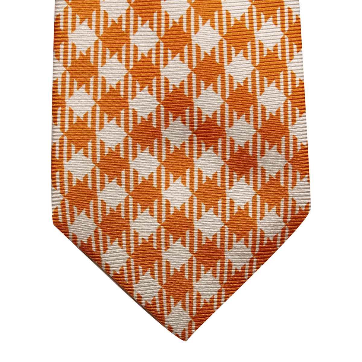 KITON Orange/White Silk Tie