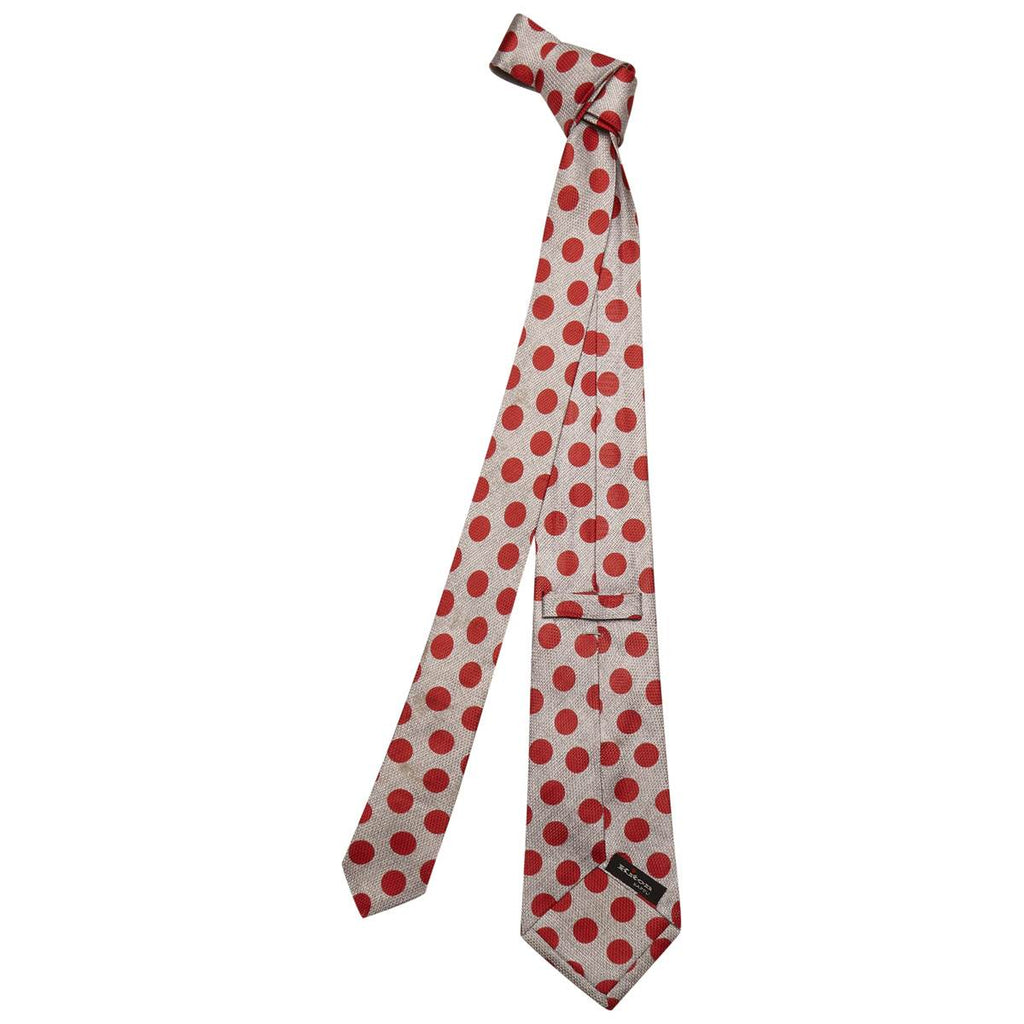 KITON Gray Red Silk Tie