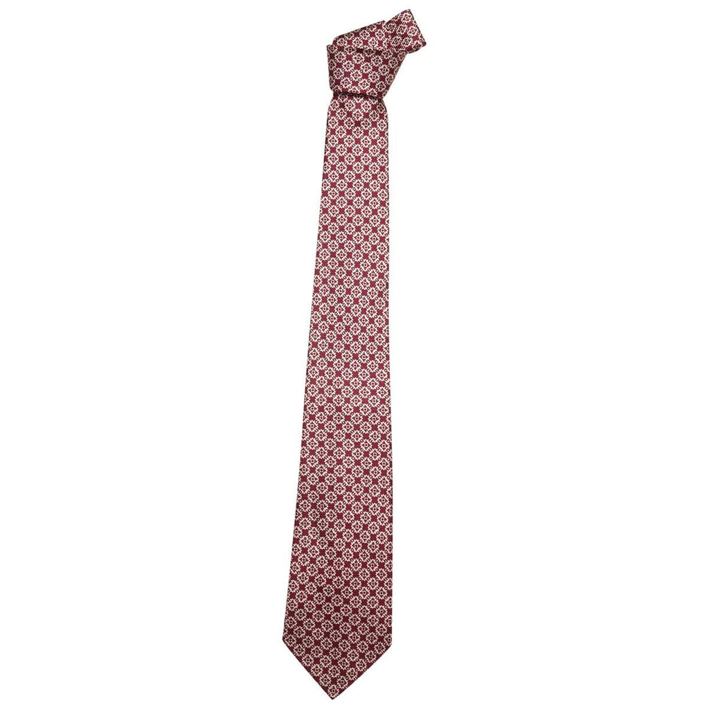 Kiton KITON White Burgundy Silk Tie White/Burgundy 000