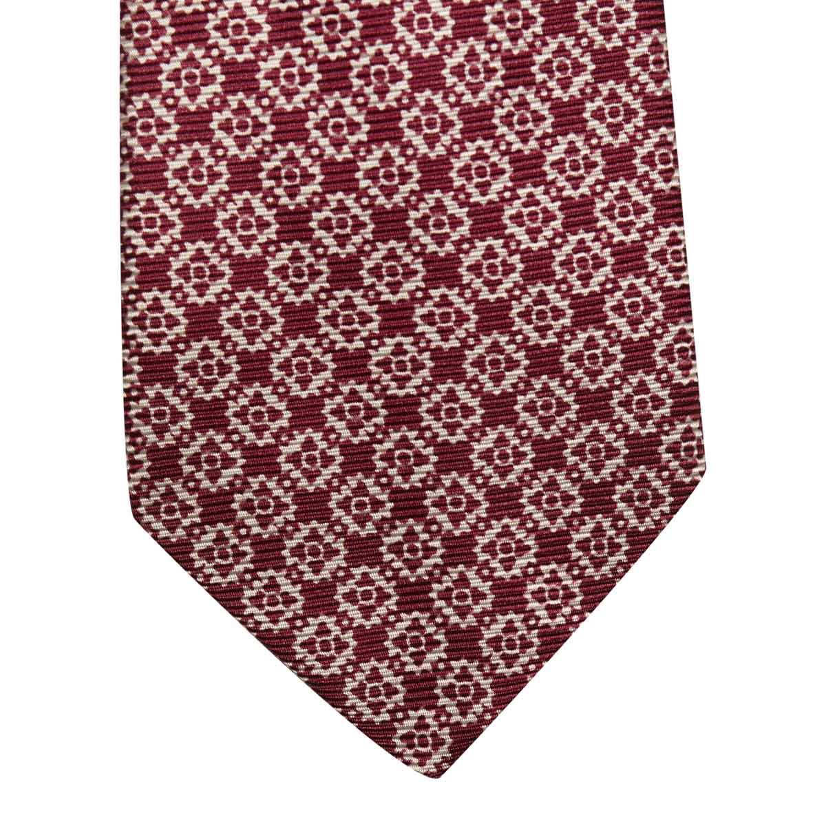 Kiton KITON White Burgundy Silk Tie White/Burgundy 001