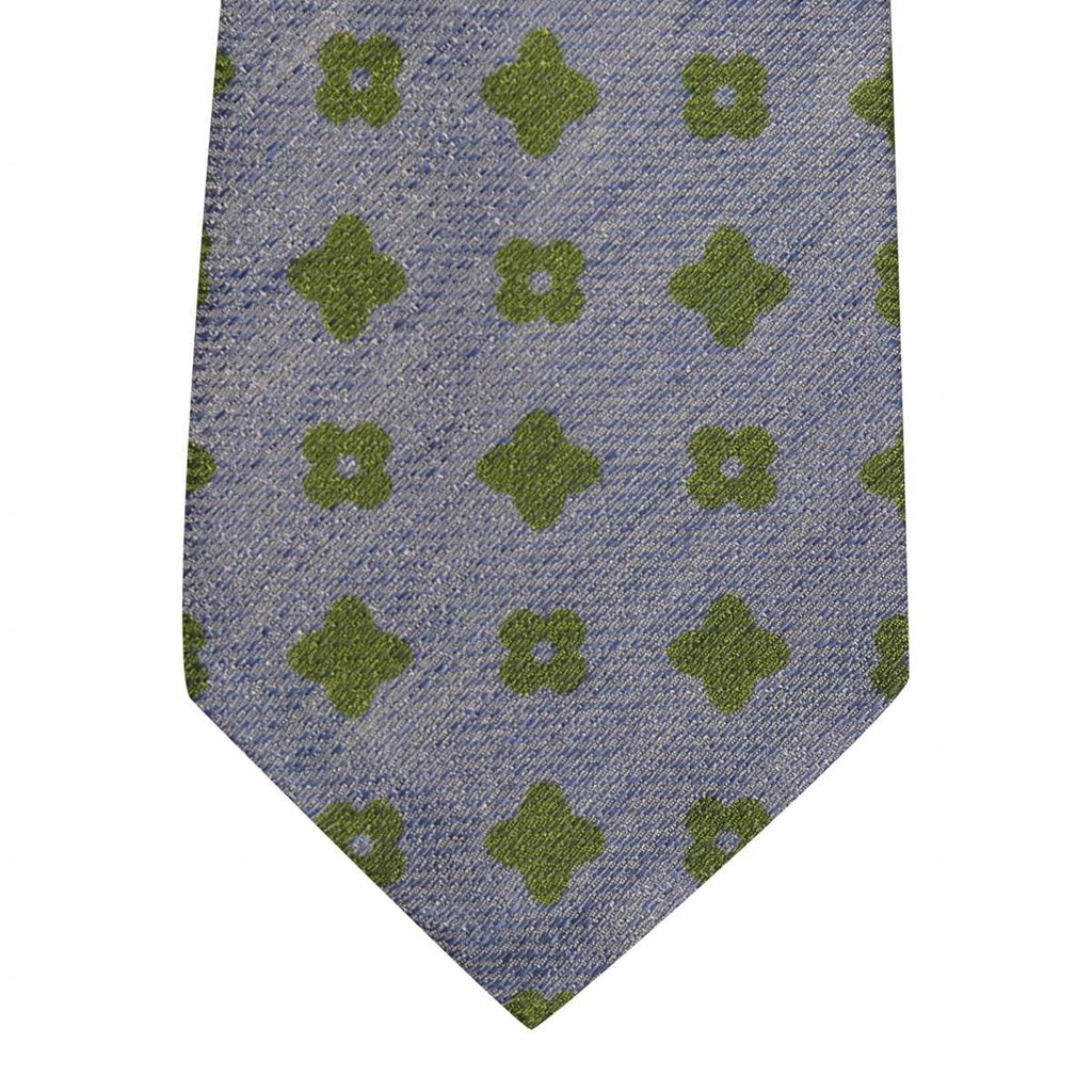 Kiton KITON Light Blue Green Linen Silk  Tie Light Blue/Green 001