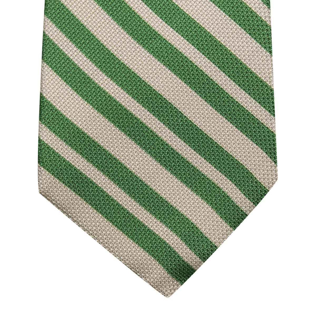 Kiton KITON Green White Silk Tie Green/White 001