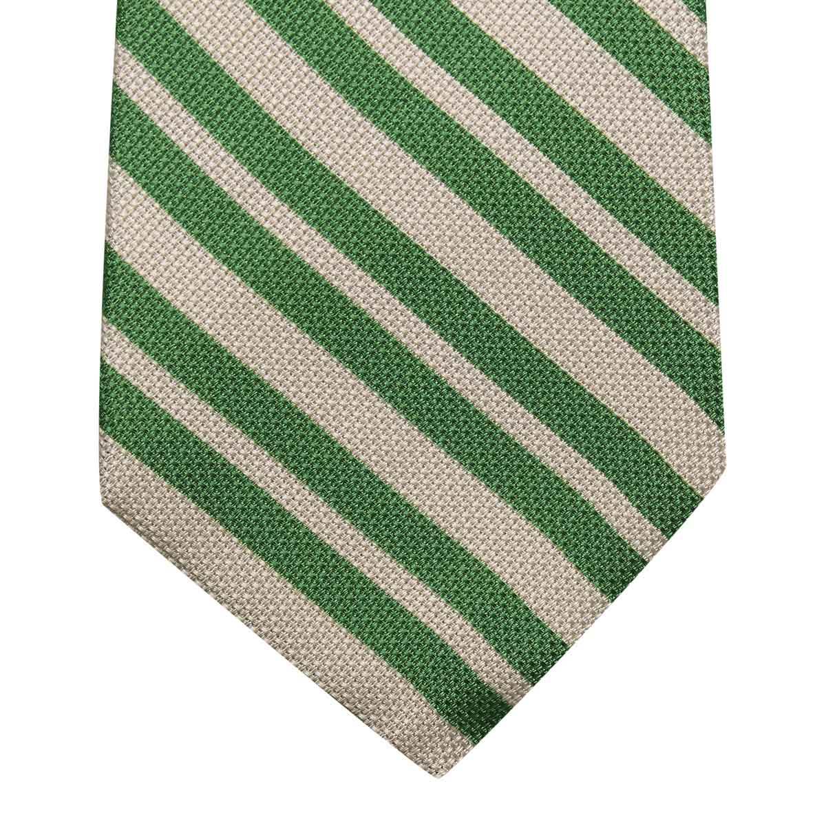 Kiton KITON Green White Silk Tie Green/White 001
