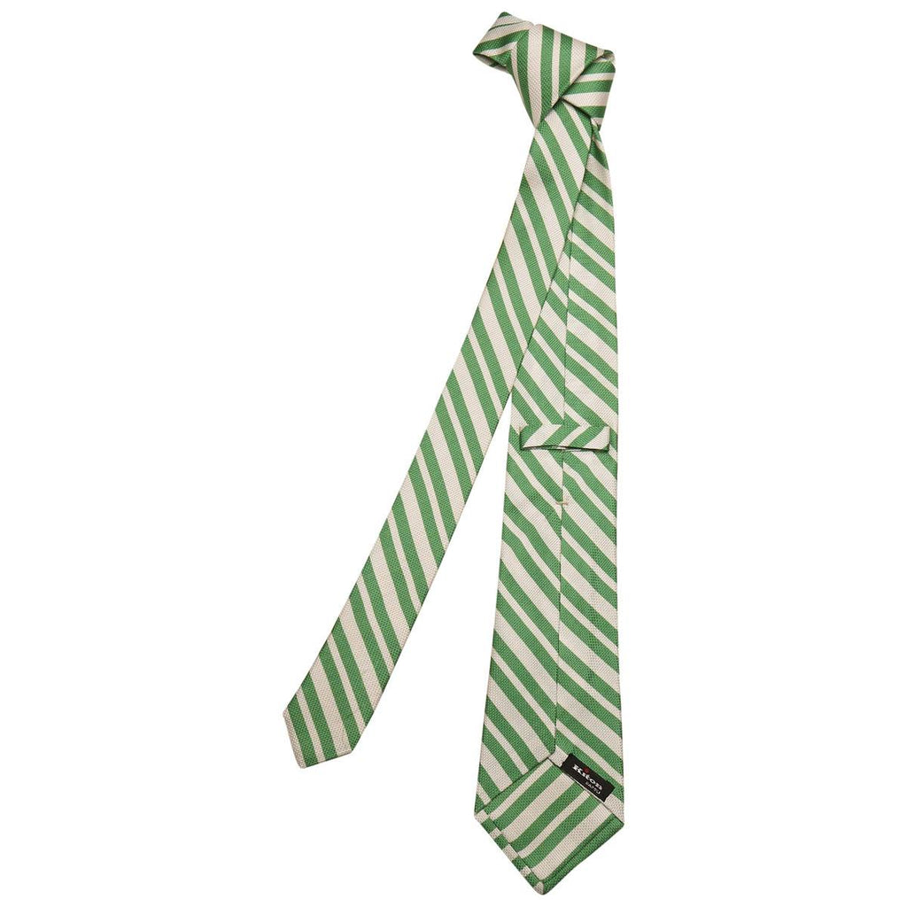 KITON Green White Silk Tie