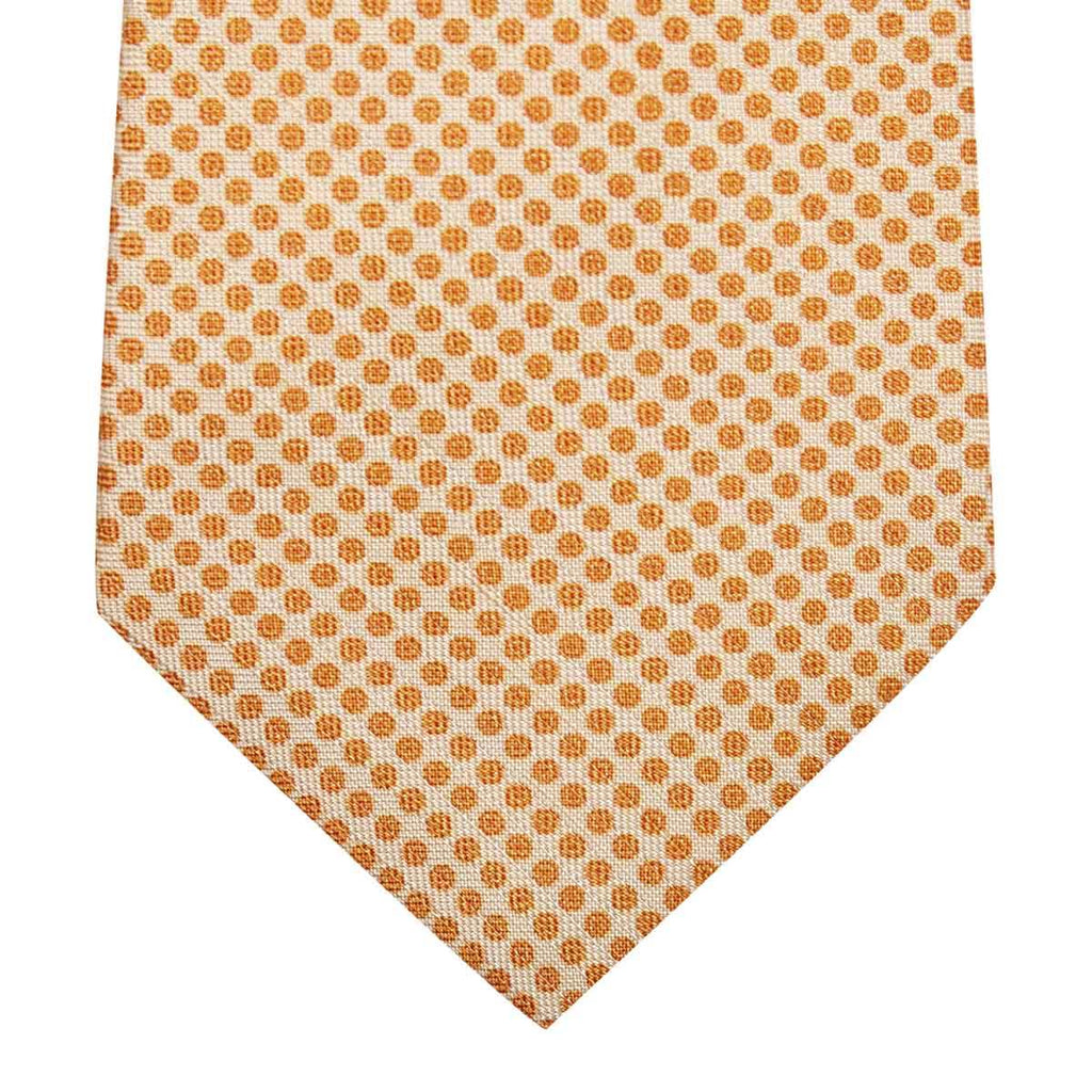 Kiton KITON Orange White Silk Tie Orange/White 001