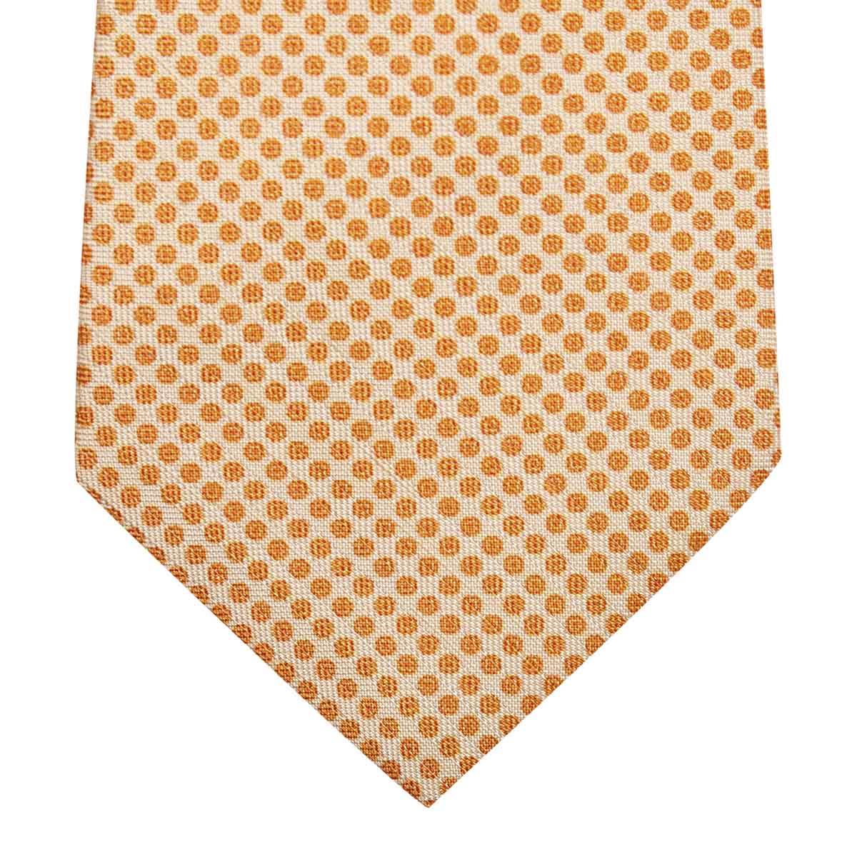 Kiton KITON Orange White Silk Tie Orange/White 001