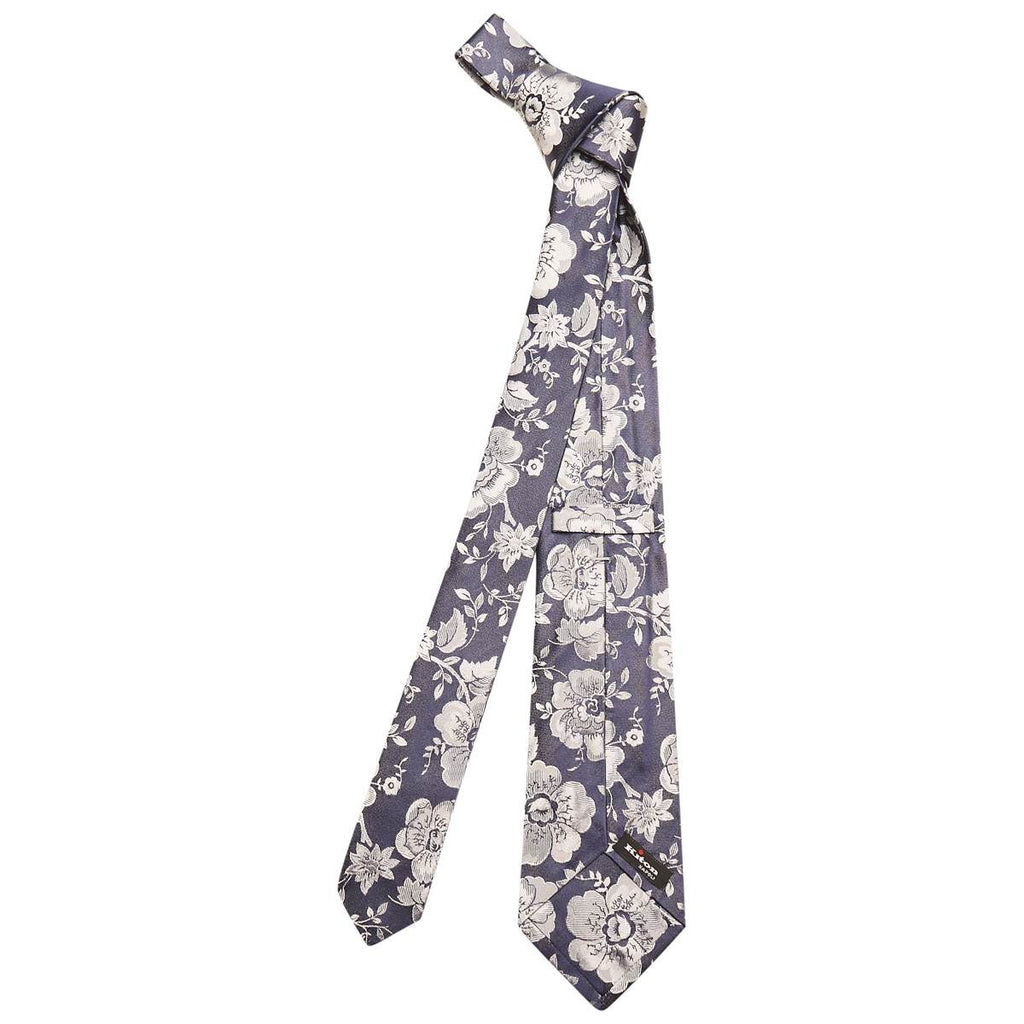 KITON Blue Silver Silk Tie
