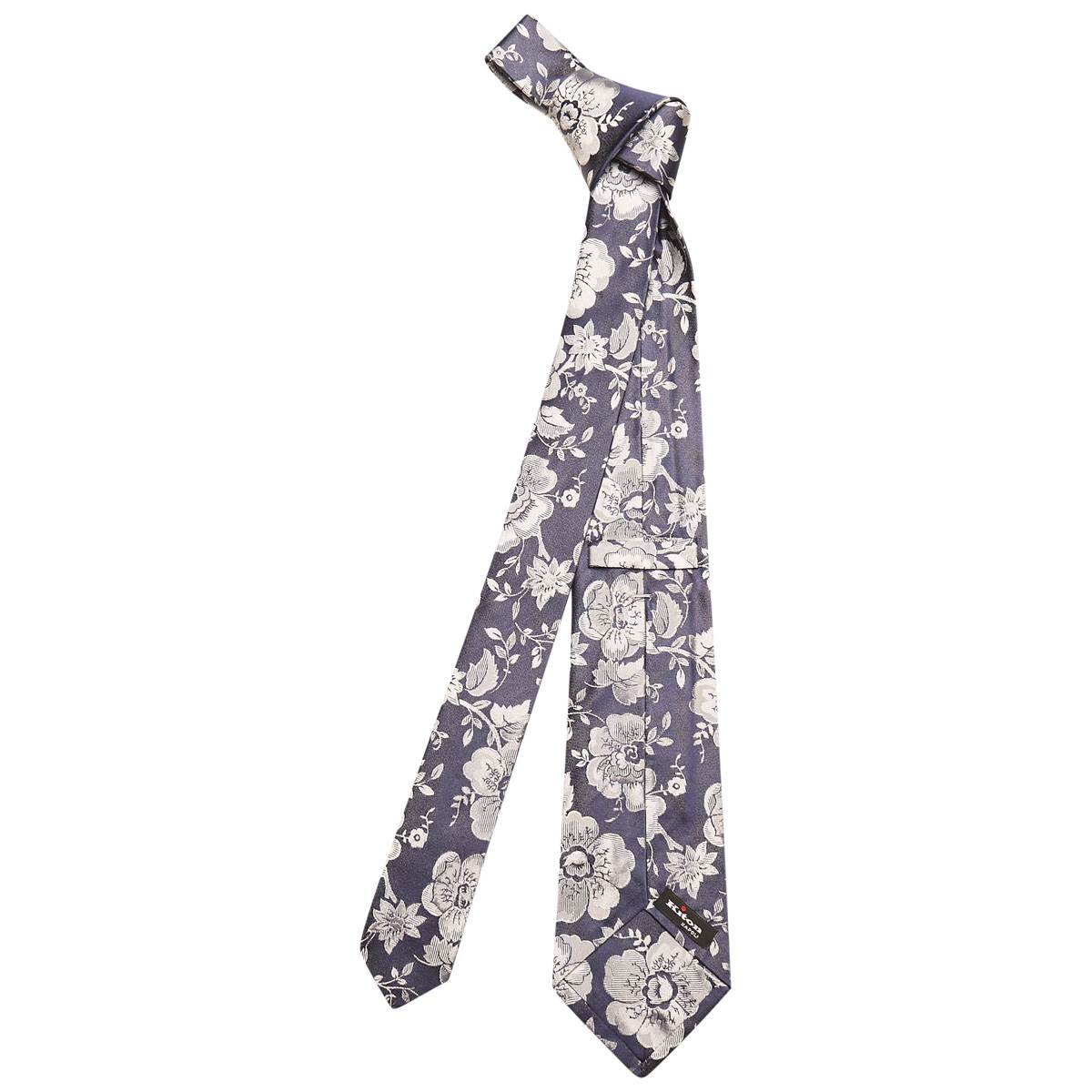 KITON Blue Silver Silk Tie