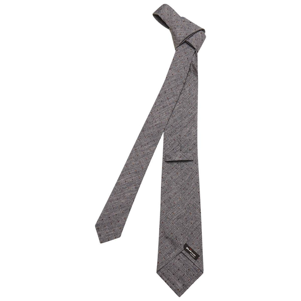 KITON Blue Brown Silk Wool Tie