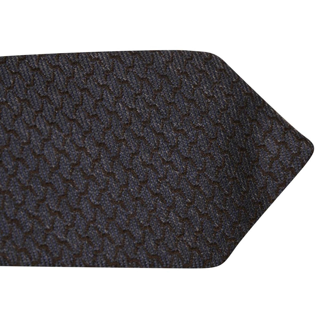 Kiton KITON Blue Black Wool Silk Tie Blue/Black 001