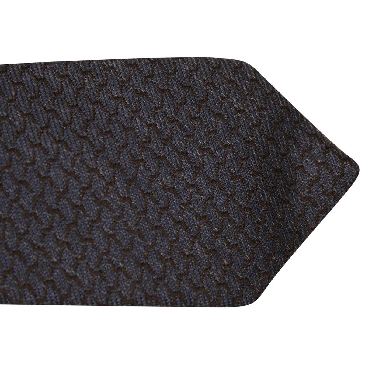 Kiton KITON Blue Black Wool Silk Tie Blue/Black 001