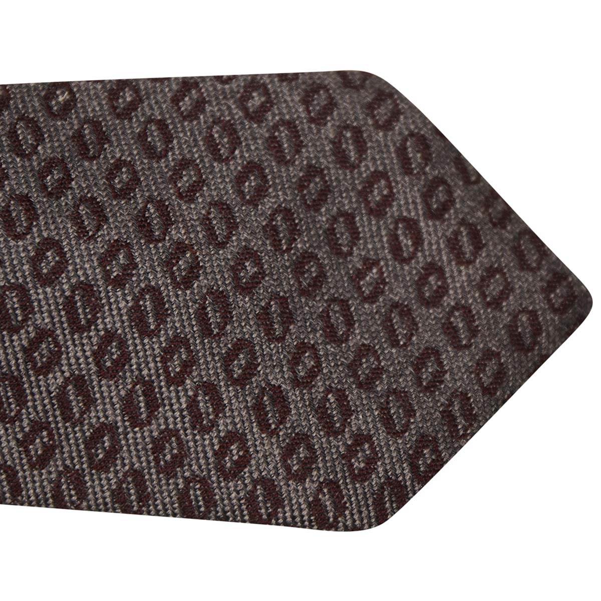 Kiton KITON Burgundy Gray Wool Silk Tie Burgundy/Gray 001
