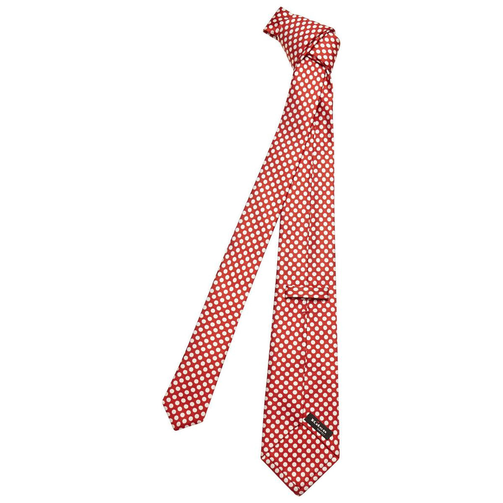 KITON Red White Silk Tie