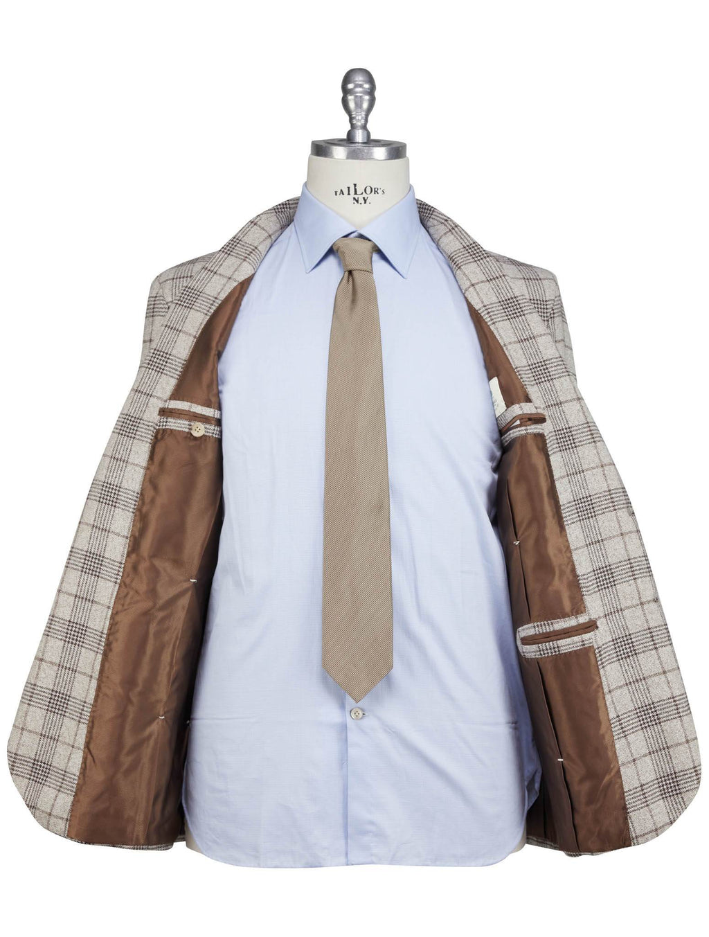 Luigi Borrelli Brown Virgin Wool Silk Linen Blazer