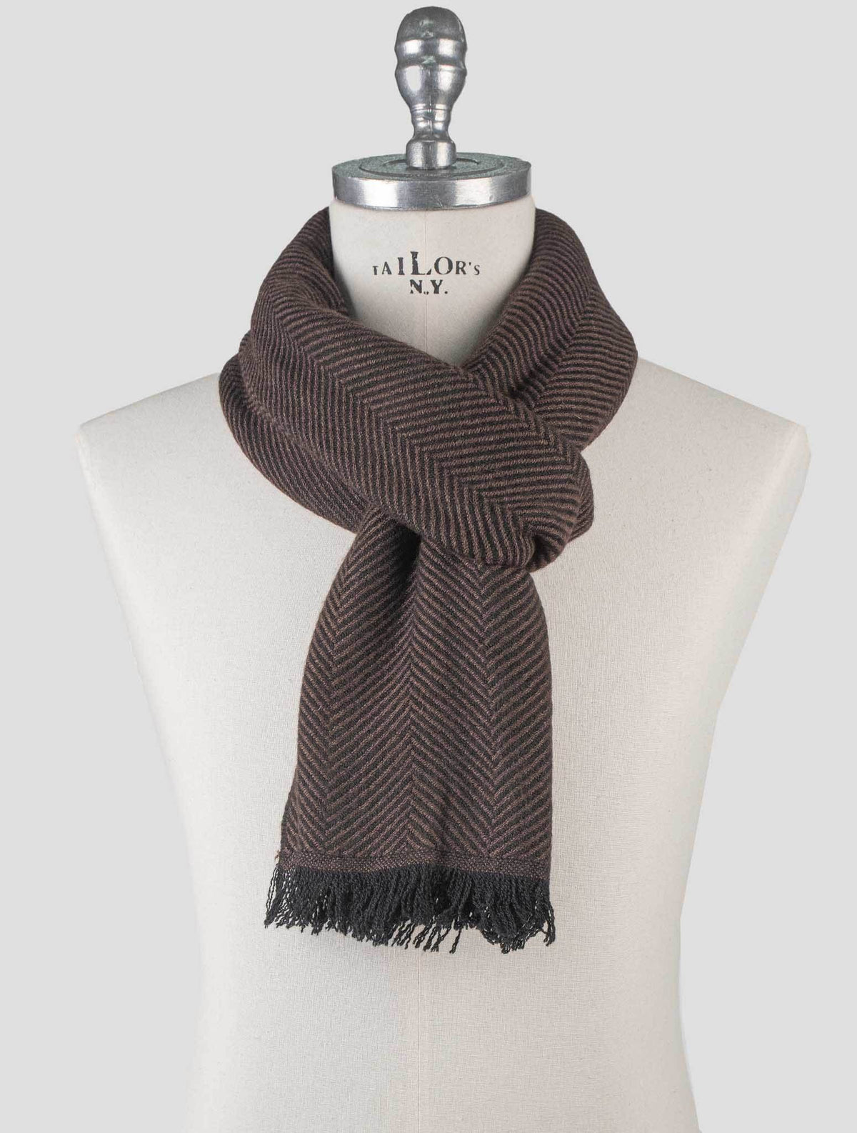 Isaia Isaia Brown Black Cashmere Silk Scarf Brown / Black 000